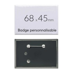 Badge rectangulaire personnalisé épingle de 68x45mm