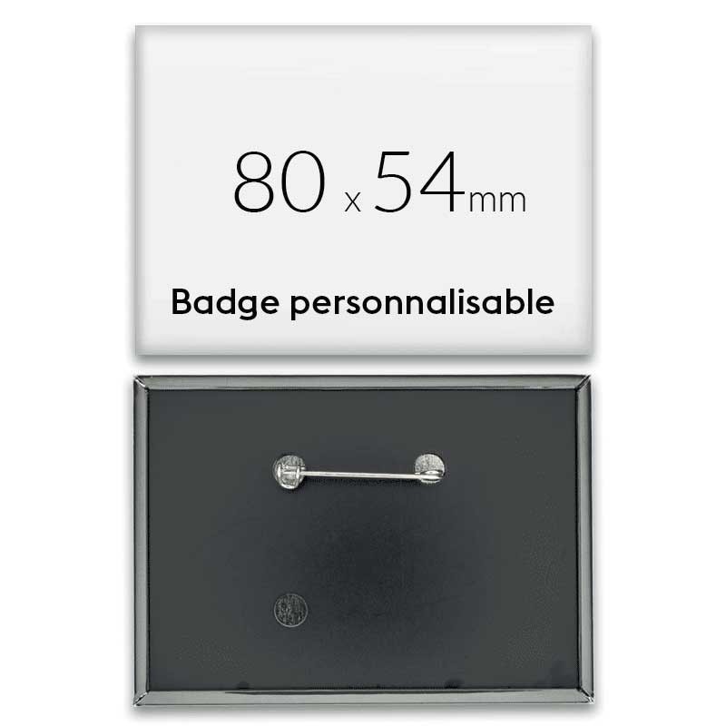 Badge rectangulaire épingle 80x54mm