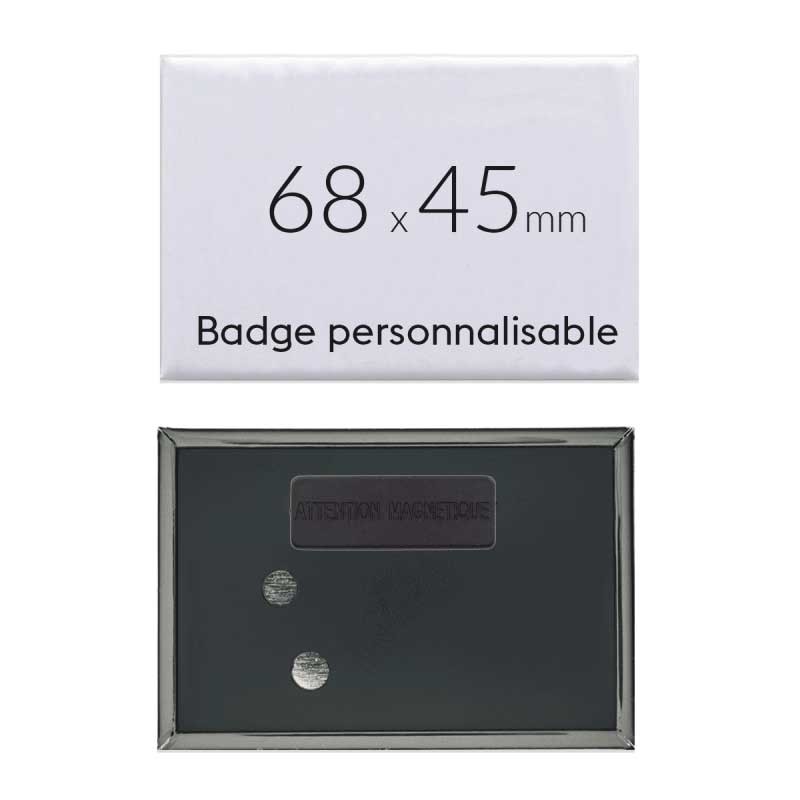 Badge personnalisé rectangulaire de 68x45mm