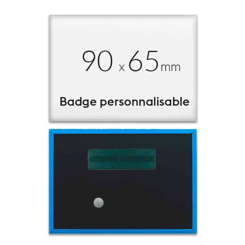 Badge rectangulaire aimanté avec 3 aimants de 90x65mm