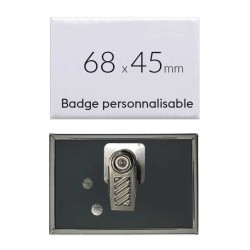 Badge rectangulaire avec pince de 68x45mm