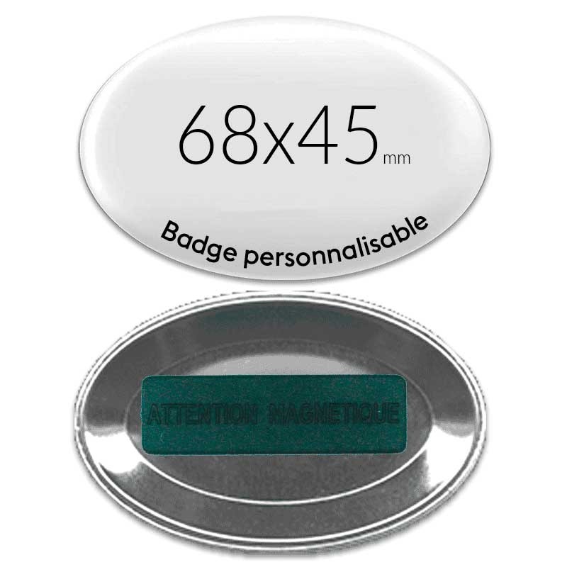 Badges ovales aimantés 68x45mm avec 3 aimants Badges ovales aimantés 68x45mm avec 3 aimants