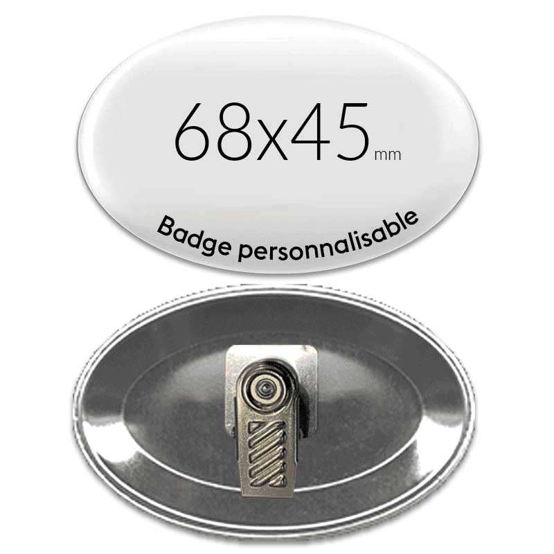 Badge avec pince ovale de 68x45mm