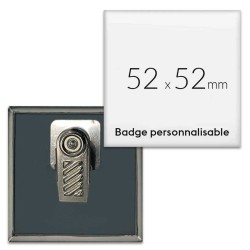 Badges carrés 52x52mm avec pince rotative