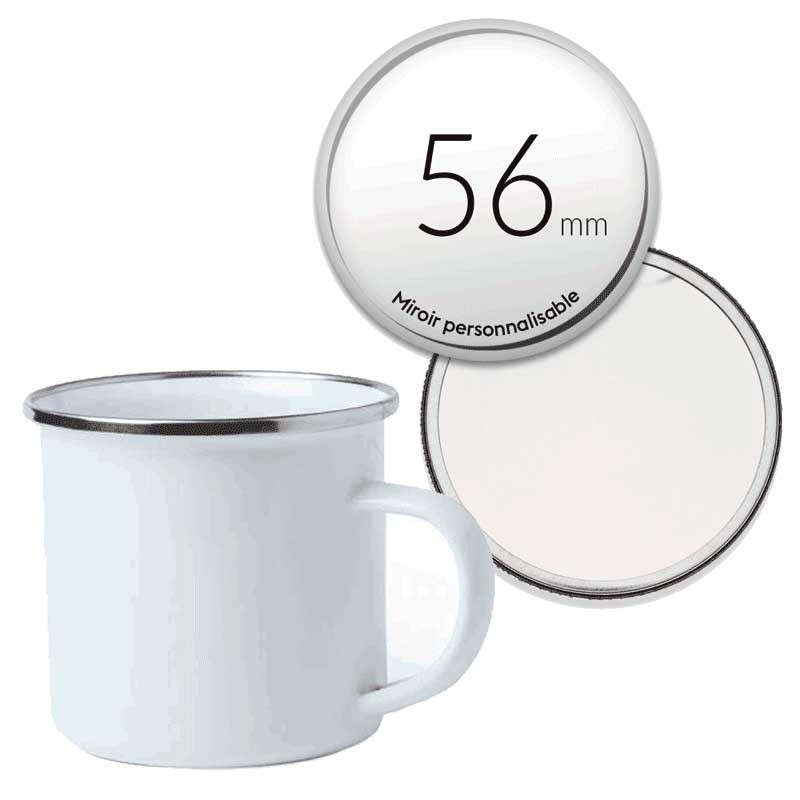 Pack mug émaillé vintage et miroir de sac Pack mug émaillé vintage et miroir de sac